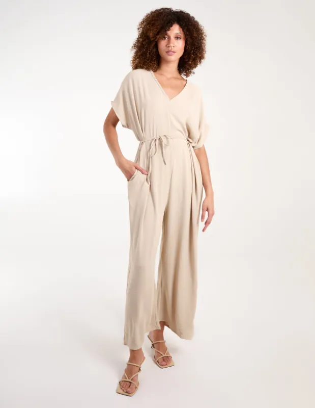 V Neck Straight Leg Relaxed Jumpsuit sold by Blue Vanilla