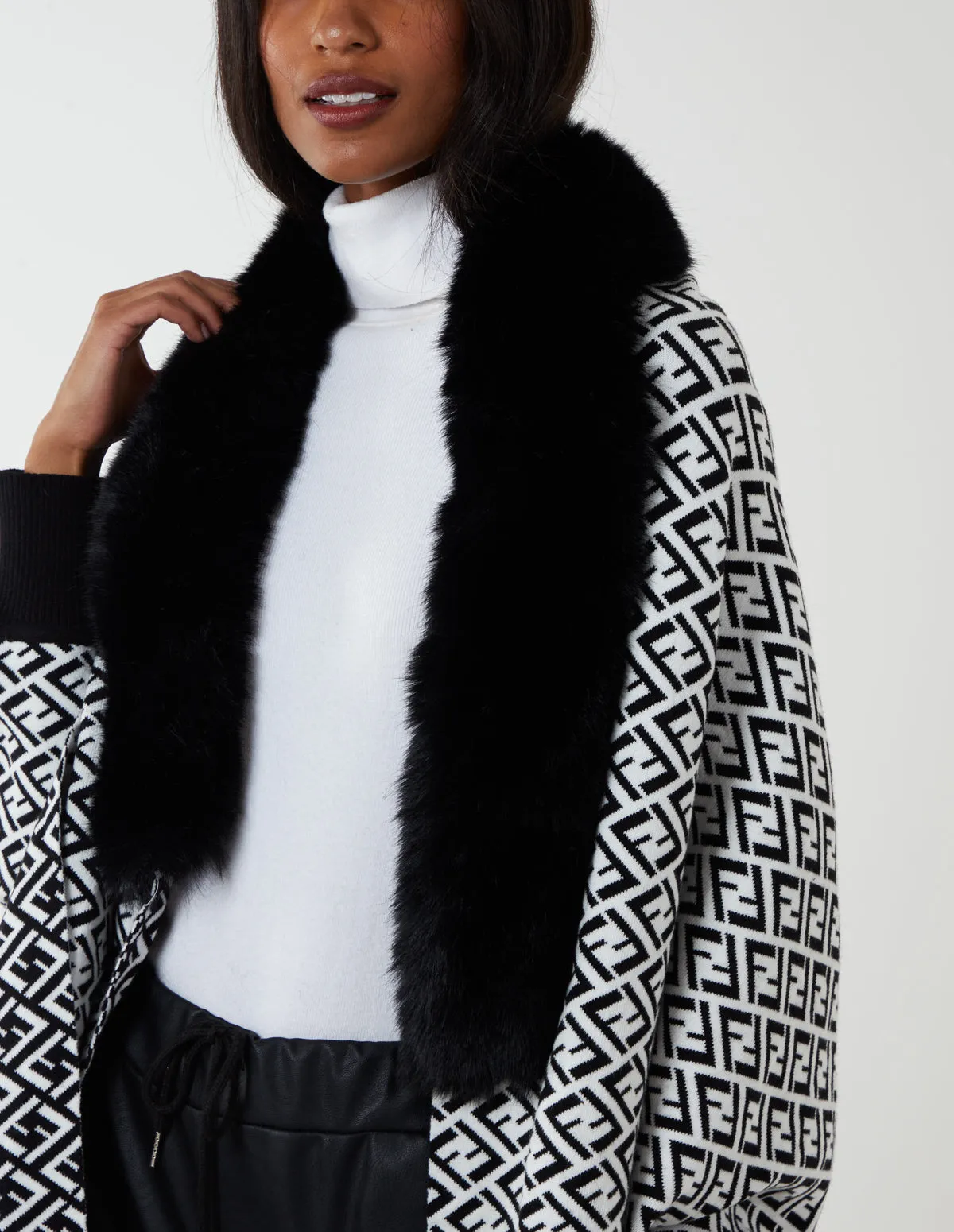 Faux Fur Lined Monogram Poncho sold by Blue Vanilla product image thumbnail 3