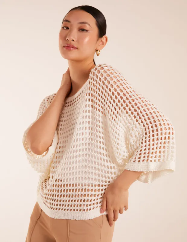 Round Neck Crochet Net Top sold by Blue Vanilla