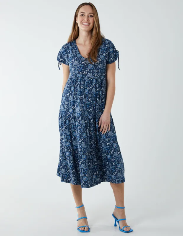 Drawstring Shoulder Volume Midi Dress sold by Blue Vanilla