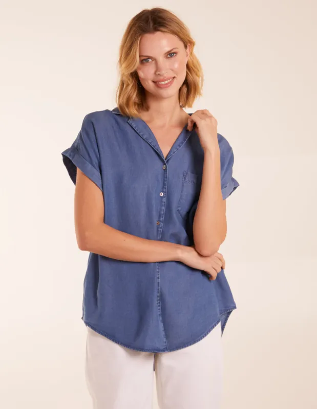 Tencel Button Down Pocket Top sold by Blue Vanilla