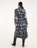 High Neck Shirred Floral Midi Dress sold by Blue Vanilla