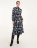 High Neck Shirred Floral Midi Dress sold by Blue Vanilla