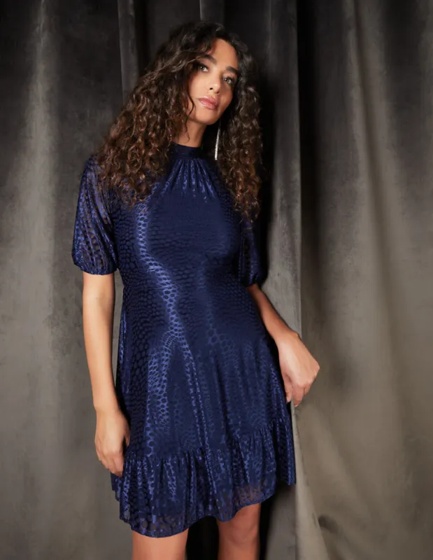 Mesh High Neck Tier Dress made by Blue Vanilla