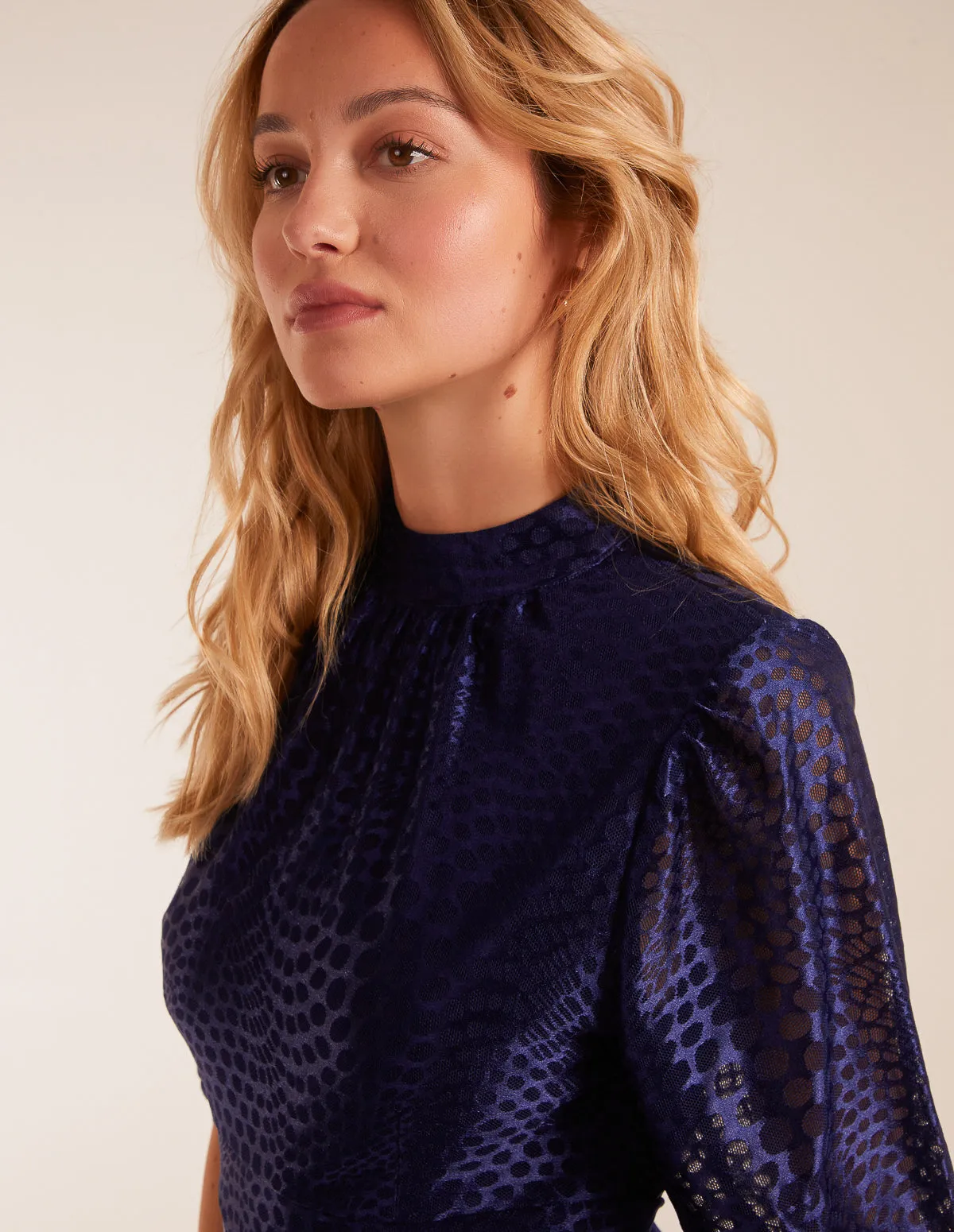Mesh High Neck Tier Dress sold by Blue Vanilla product image thumbnail 5