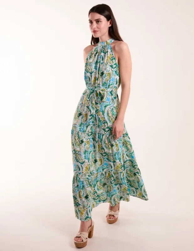 Halter Neck Paisley Maxi Dress made by Blue Vanilla