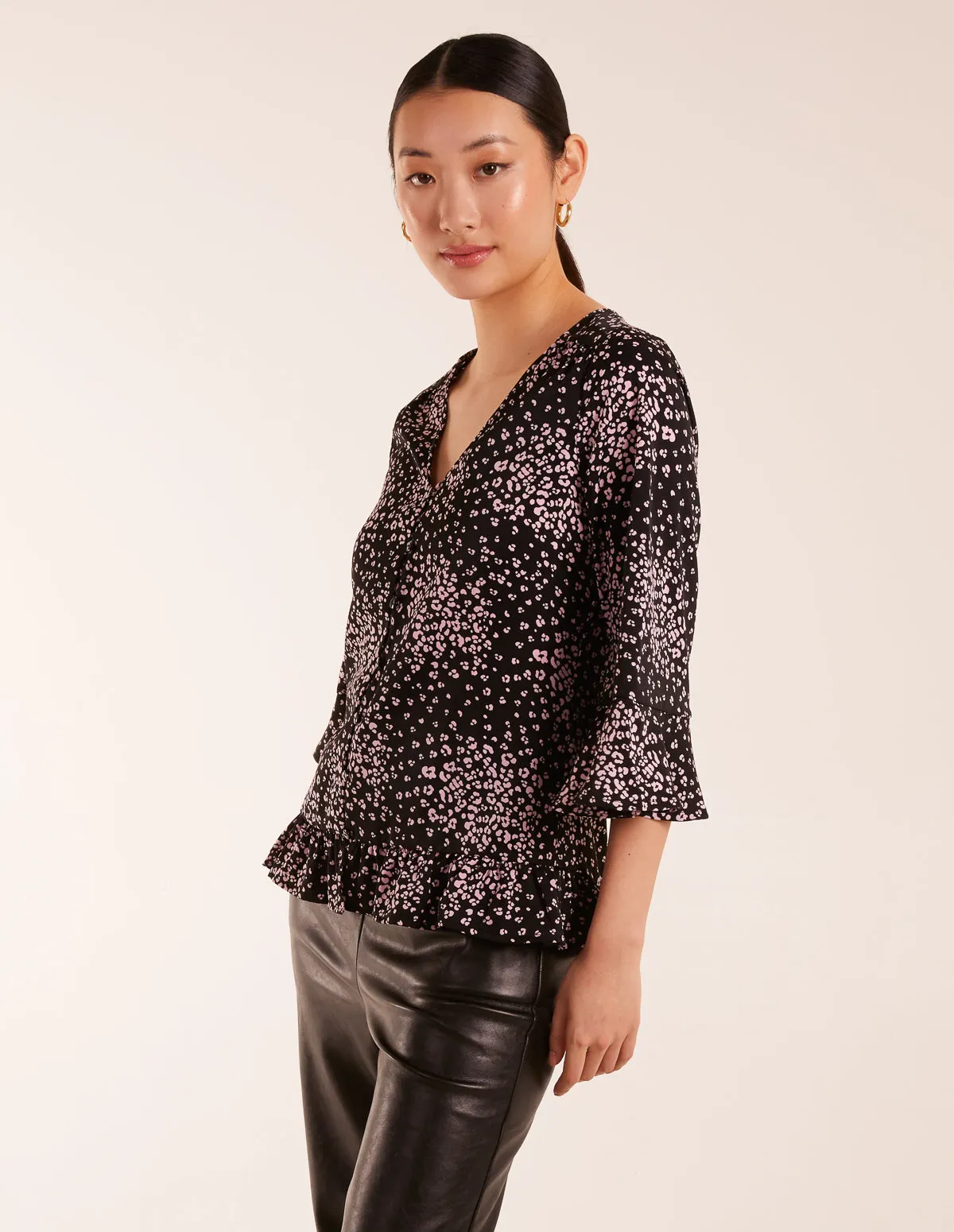 Button Front V Neck Flounce Blouse sold by Blue Vanilla product image thumbnail 3