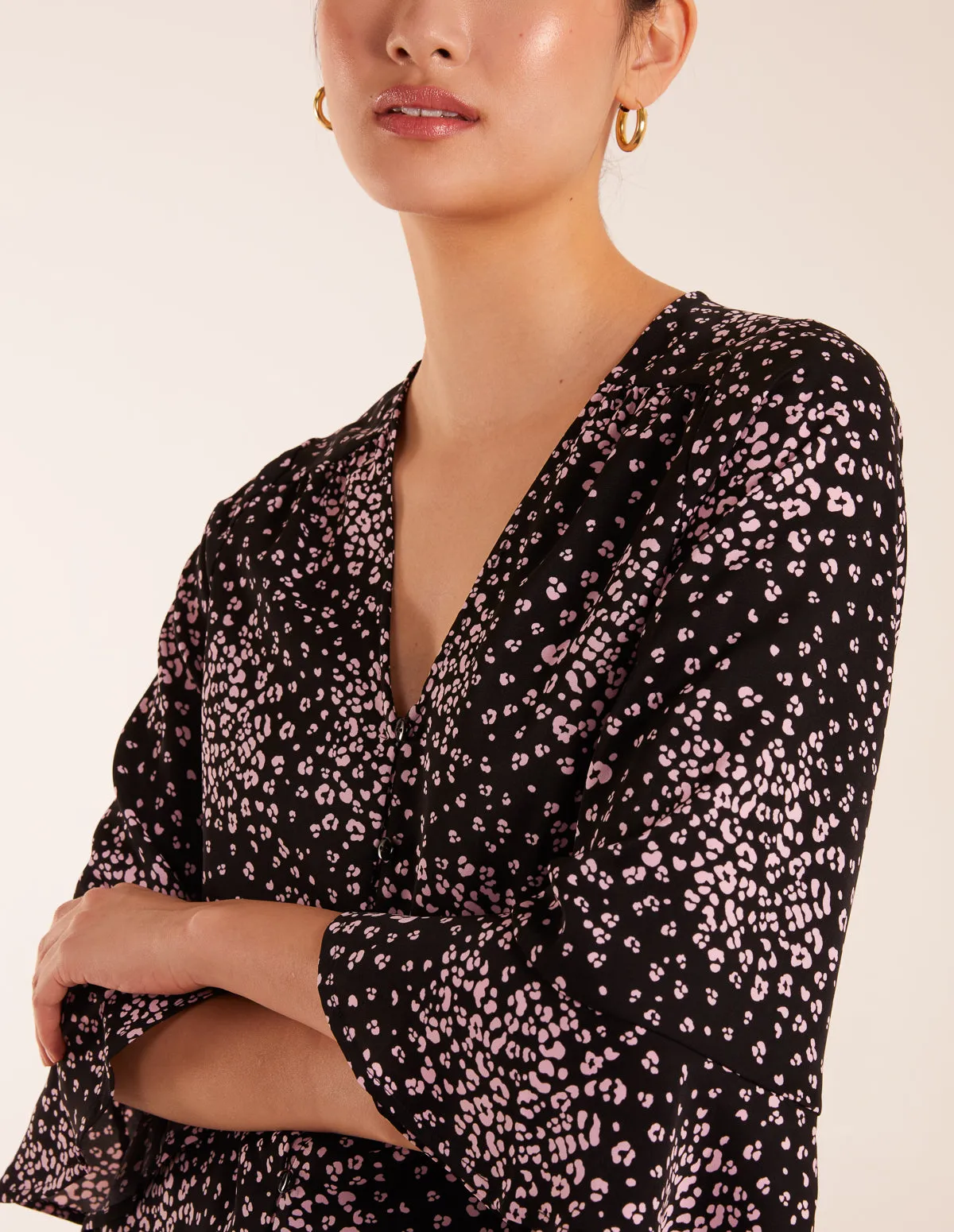 Button Front V Neck Flounce Blouse sold by Blue Vanilla product image thumbnail 4