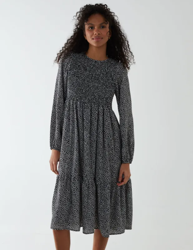 Floral Long Sleeve Tiered Dress sold by Blue Vanilla