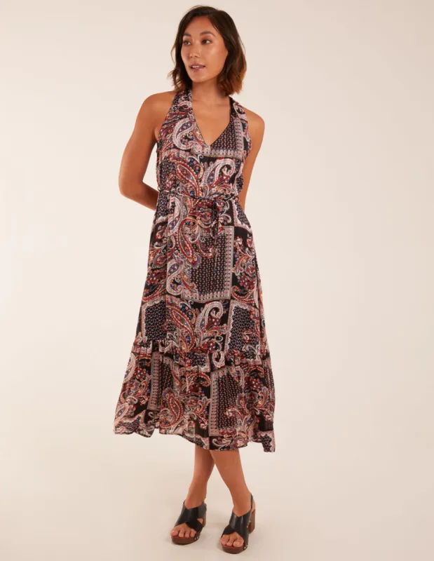 V Front Sleeveless Paisley Midi Dress With Detailed Straps sold by Blue Vanilla