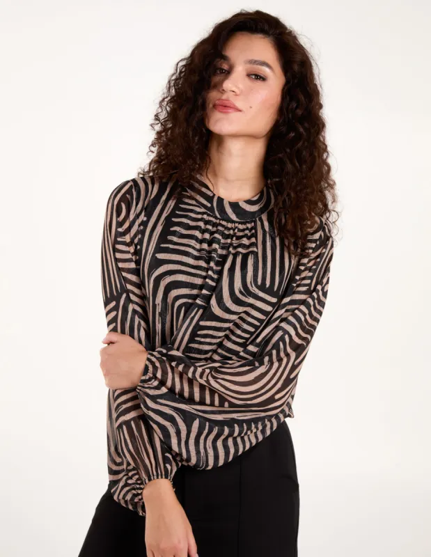Geometric Swirl Bubble Hem Top sold by Blue Vanilla