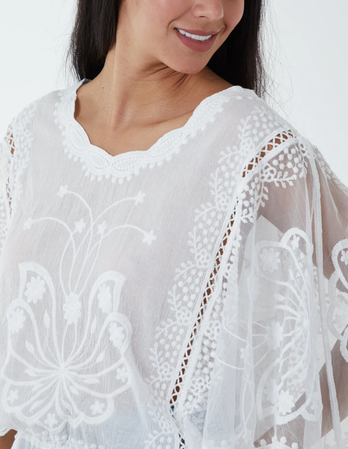 Floral Lace Butterfly Sleeve Blouse sold by Blue Vanilla product image thumbnail 4