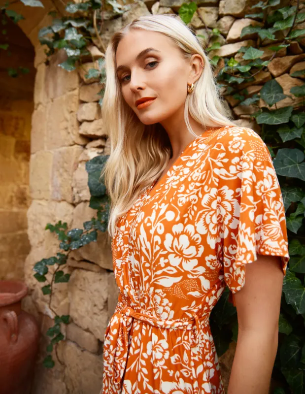 Double V Midi Dress With Tassel Tie sold by Blue Vanilla