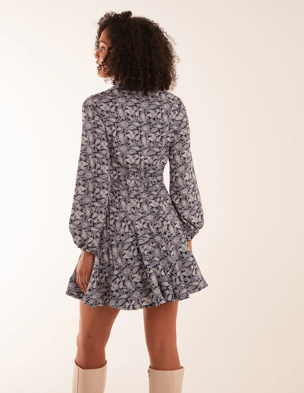 Shirt Mini Dress With Godet Hem & Tie sold by Blue Vanilla product image thumbnail 4