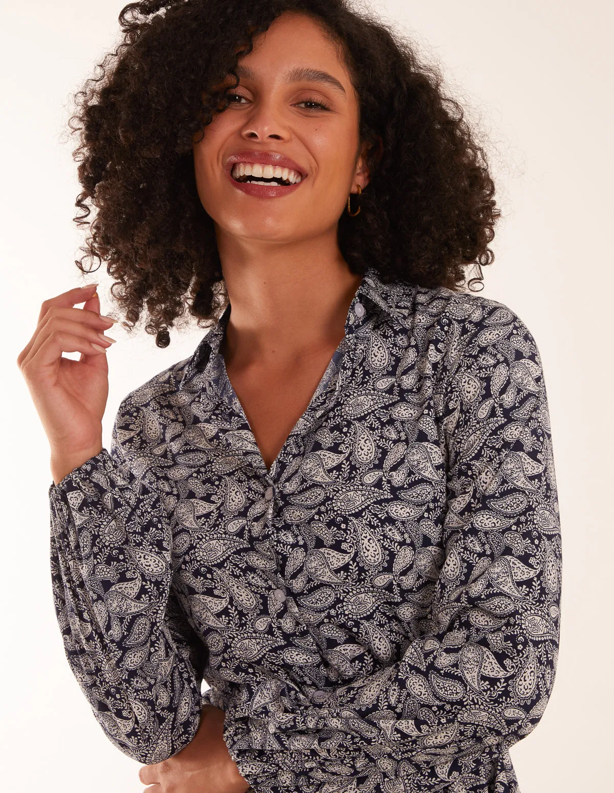 Shirt Mini Dress With Godet Hem & Tie sold by Blue Vanilla product image thumbnail 2