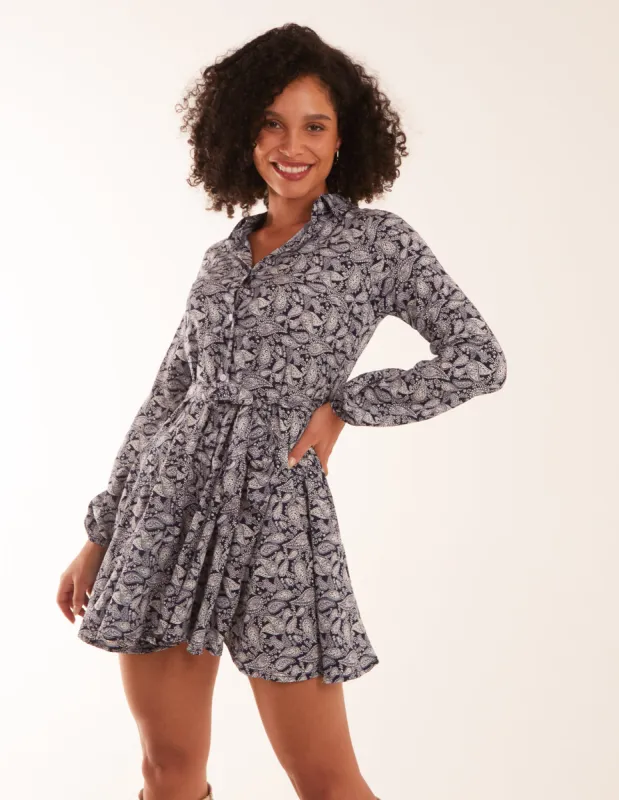 Shirt Mini Dress With Godet Hem & Tie sold by Blue Vanilla