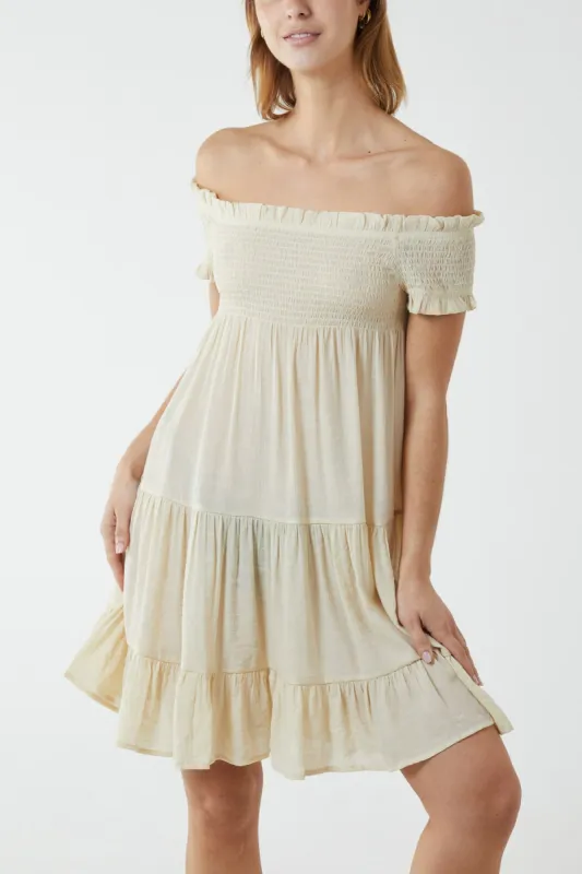 Shirred Neck Line Floaty Dress sold by Blue Vanilla