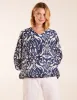 V Neck Printed Batwing Elasticated Hem Top sold by Blue Vanilla