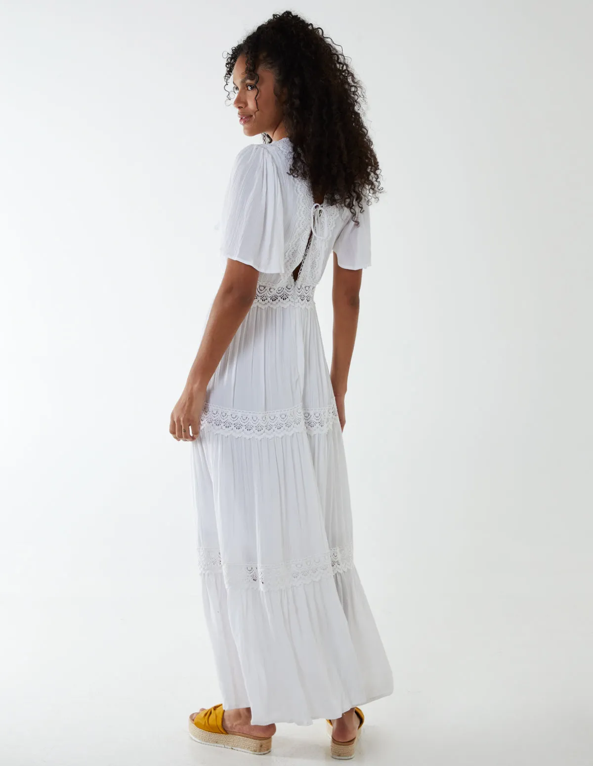 Angel Sleeve Tiered Maxi Dress sold by Blue Vanilla product image thumbnail 4