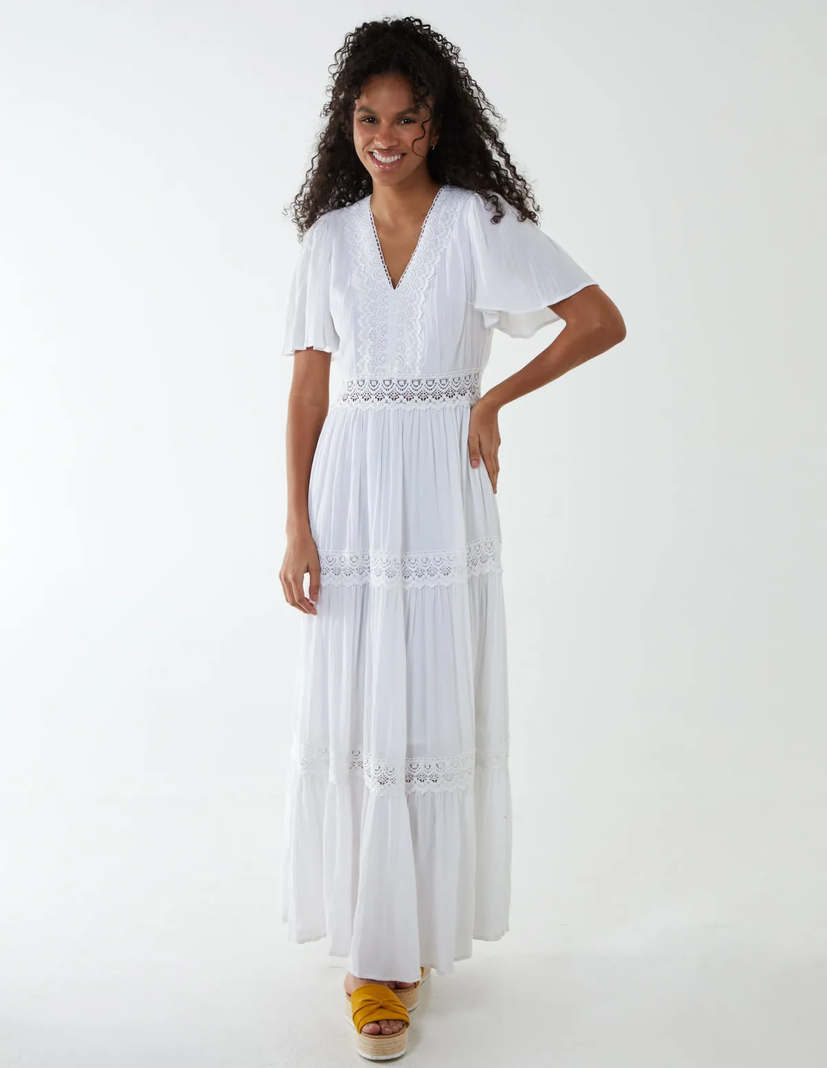 Angel Sleeve Tiered Maxi Dress sold by Blue Vanilla product image thumbnail 3