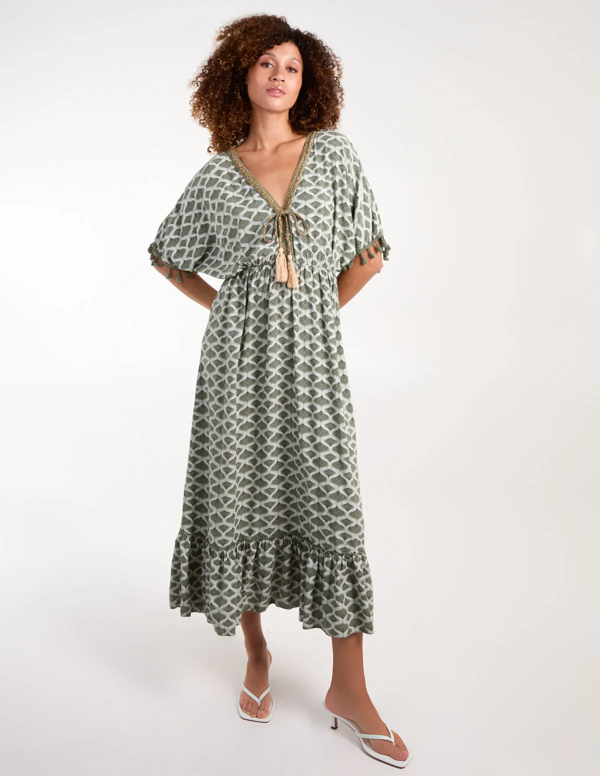 Tassel Detail Frill Hem Midi Dress sold by Blue Vanilla product image thumbnail 3