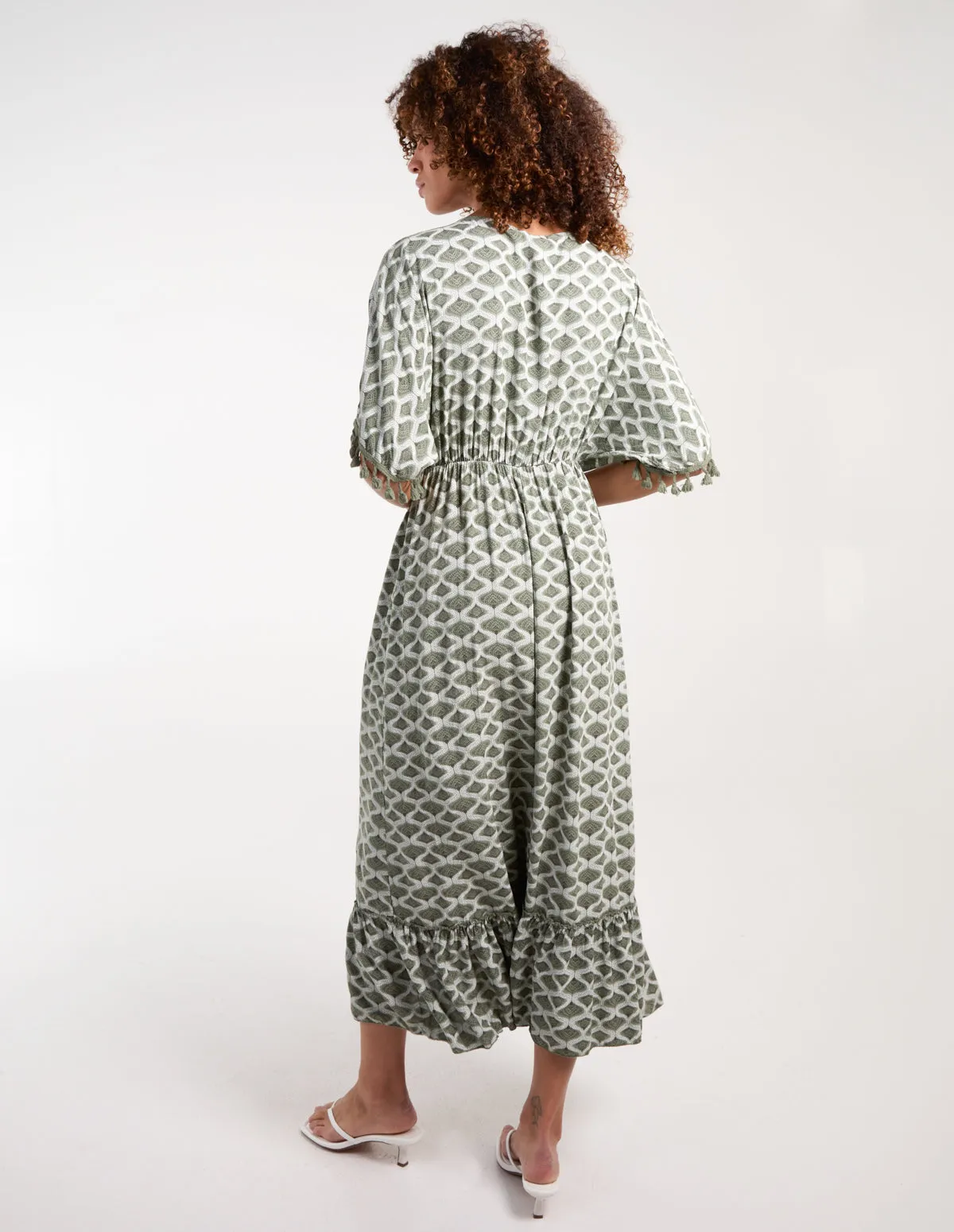 Tassel Detail Frill Hem Midi Dress sold by Blue Vanilla product image thumbnail 4