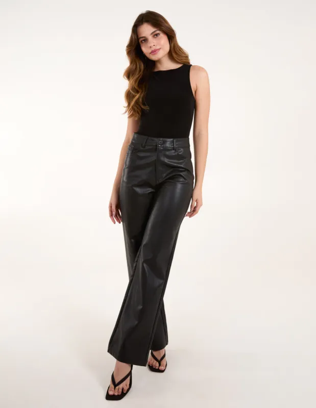 Faux Leather Straight Leg Trousers sold by Blue Vanilla