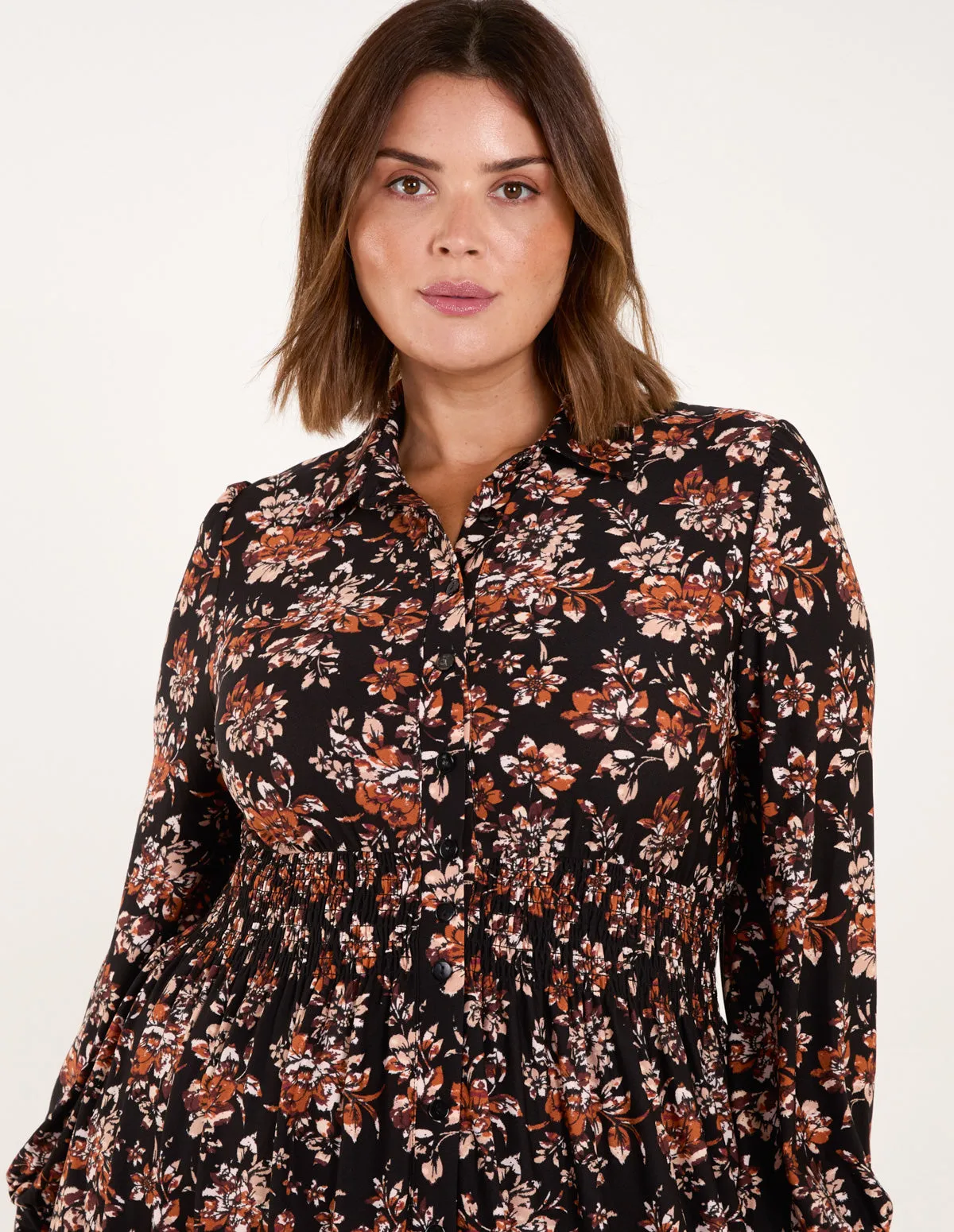 Curve Shirred Waist Midi Shirt Dress sold by Blue Vanilla product image thumbnail 3