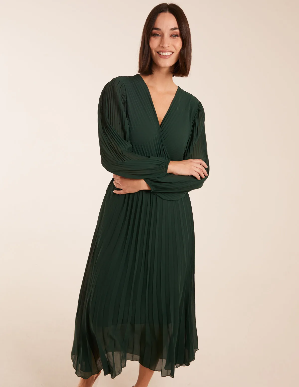 Wrap Front Pleated Midi Dress sold by Blue Vanilla product image thumbnail 2