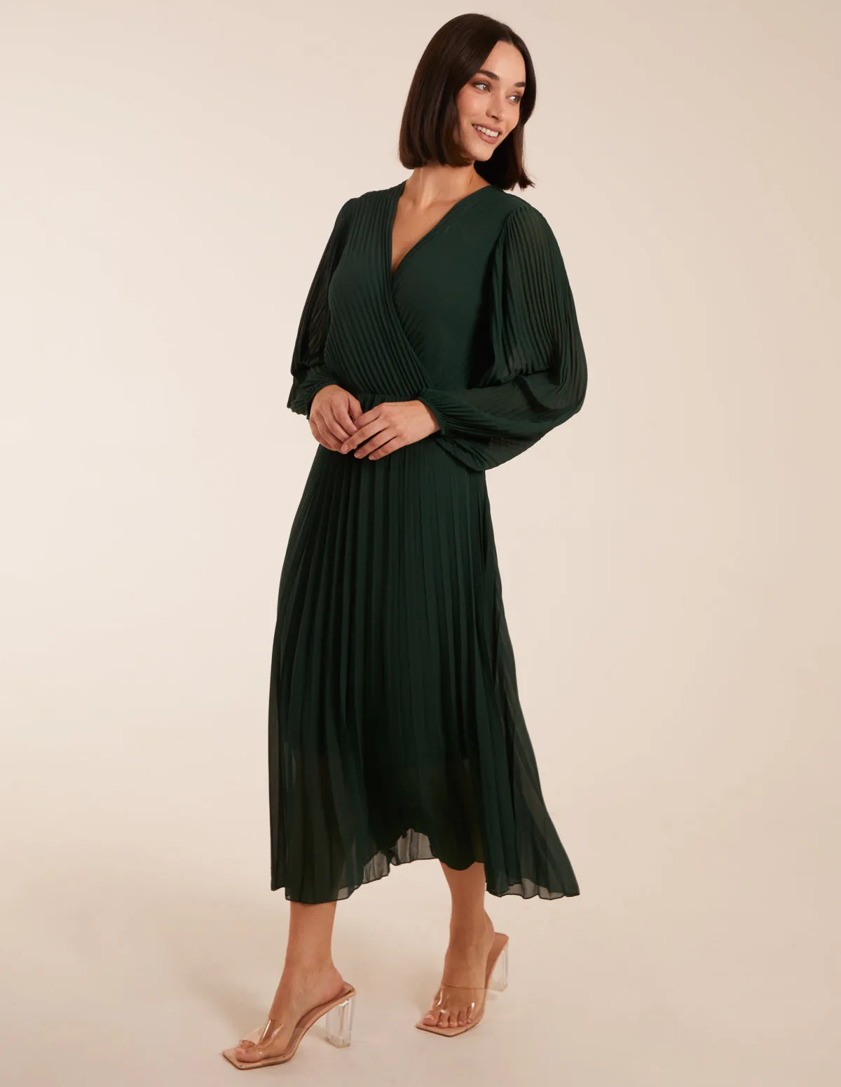 Wrap Front Pleated Midi Dress sold by Blue Vanilla