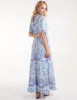 Angel Sleeve V Neck Tassel Back Maxi Dress sold by Blue Vanilla