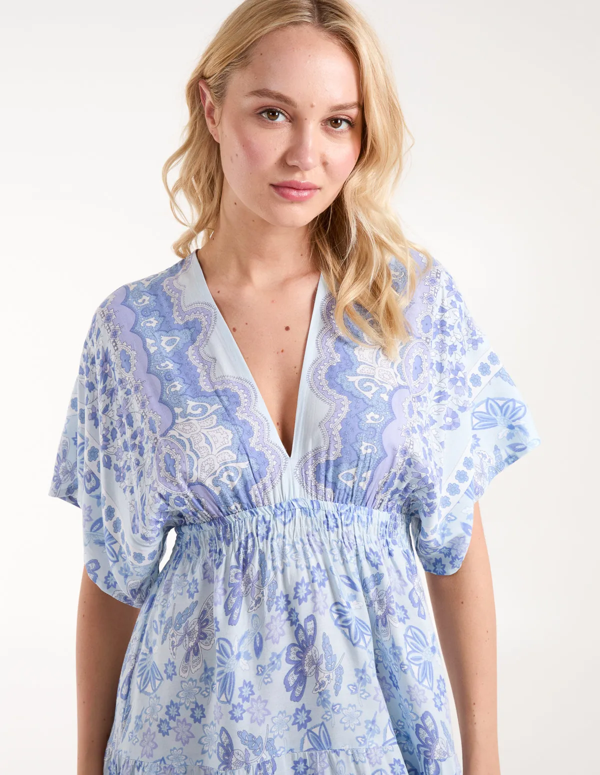 Angel Sleeve V Neck Tassel Back Maxi Dress sold by Blue Vanilla product image thumbnail 4