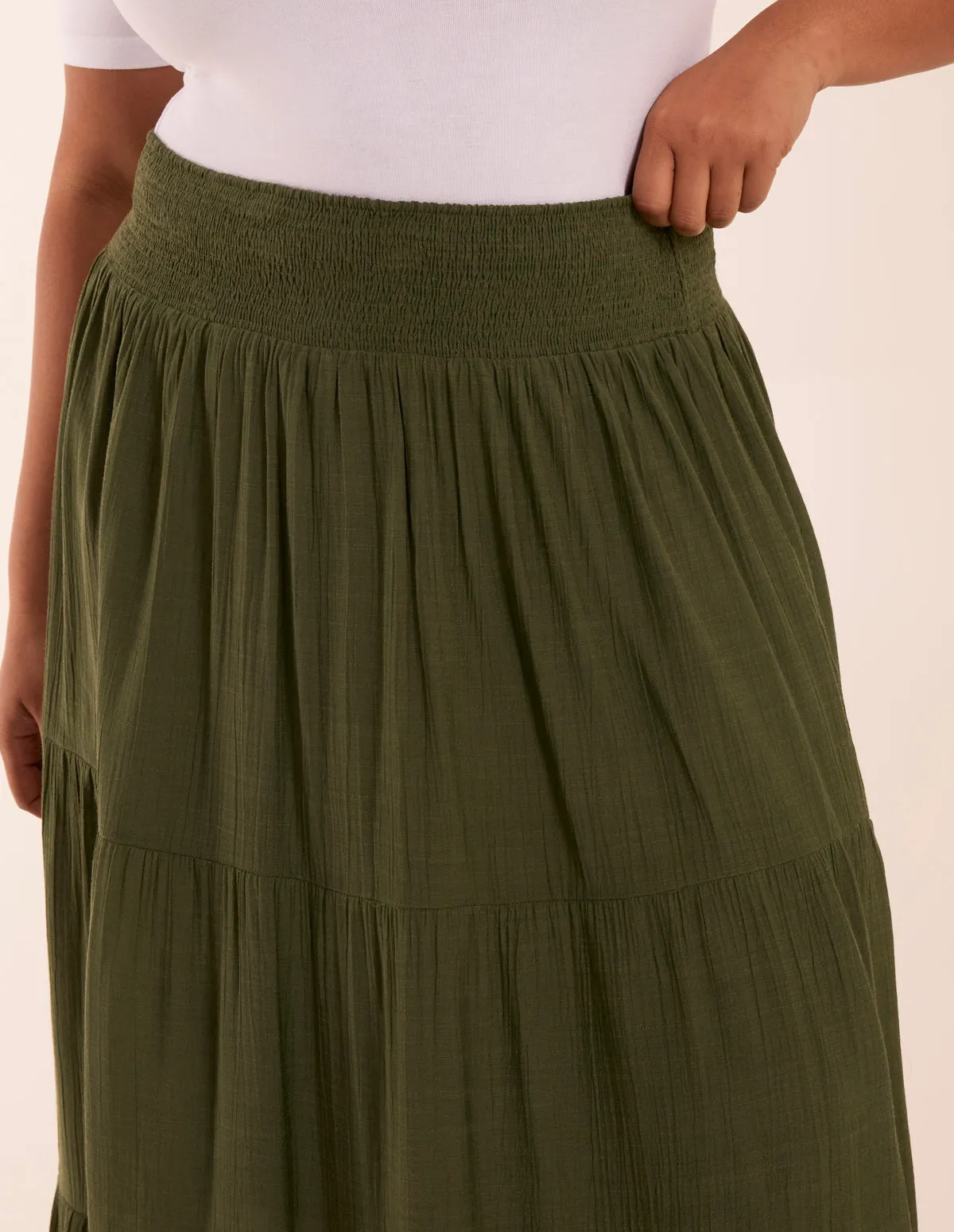 Curve Tiered Shirred Maxi Skirt sold by Blue Vanilla product image thumbnail 4