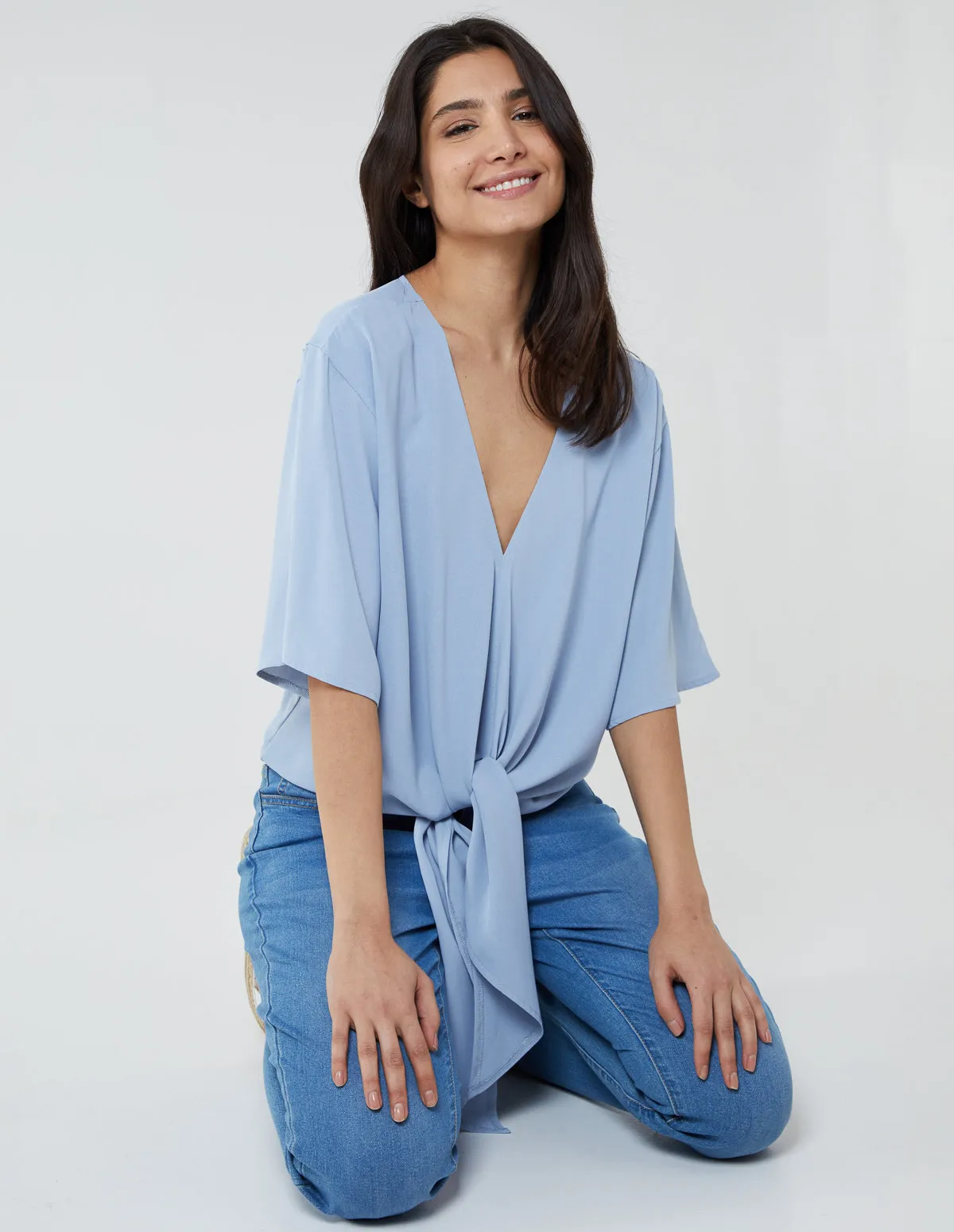 Tie Front Oversized Batwing Top sold by Blue Vanilla product image thumbnail 4