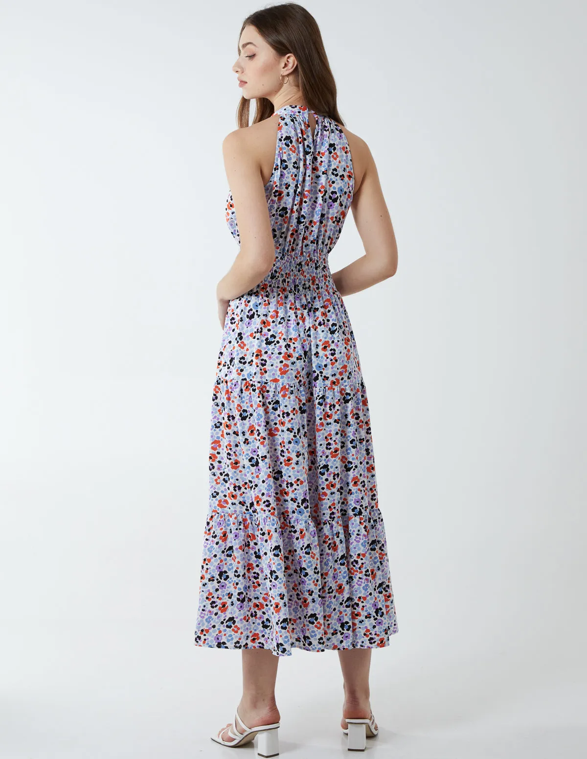 Halter Neck Shirring Waist Midi Dress sold by Blue Vanilla product image thumbnail 5