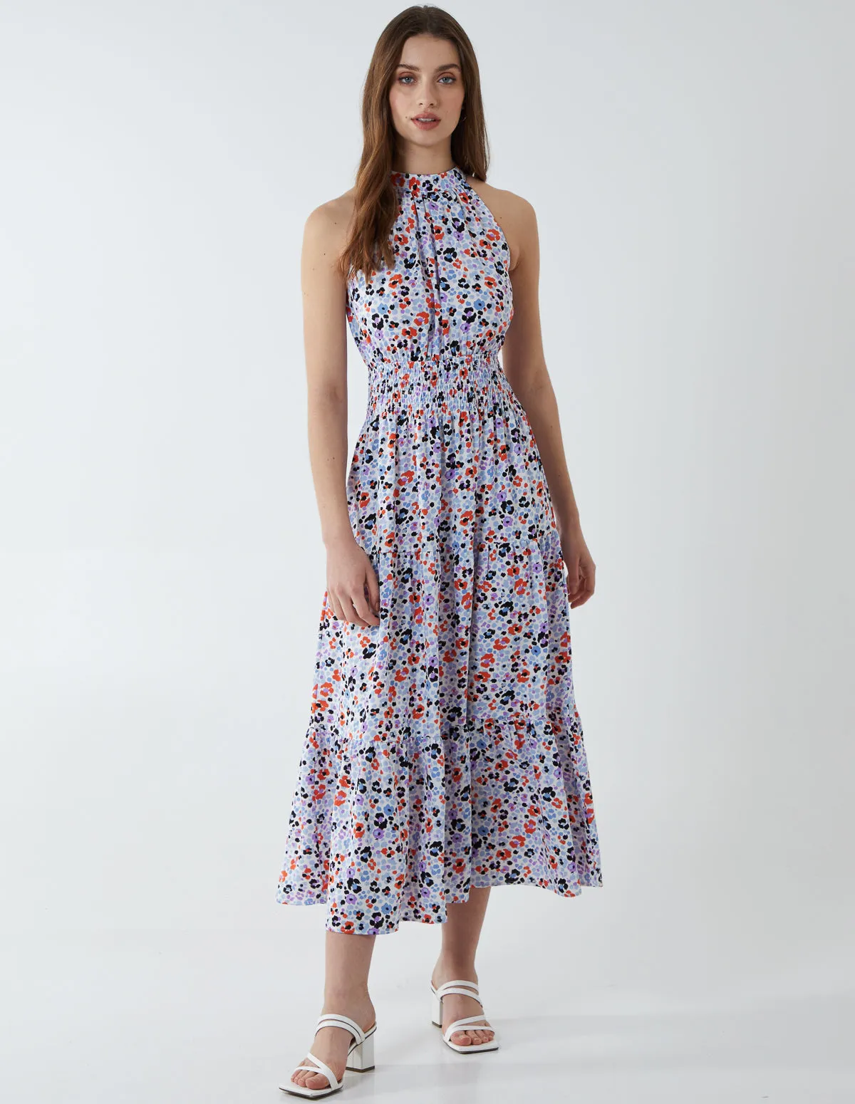 Halter Neck Shirring Waist Midi Dress sold by Blue Vanilla product image thumbnail 4