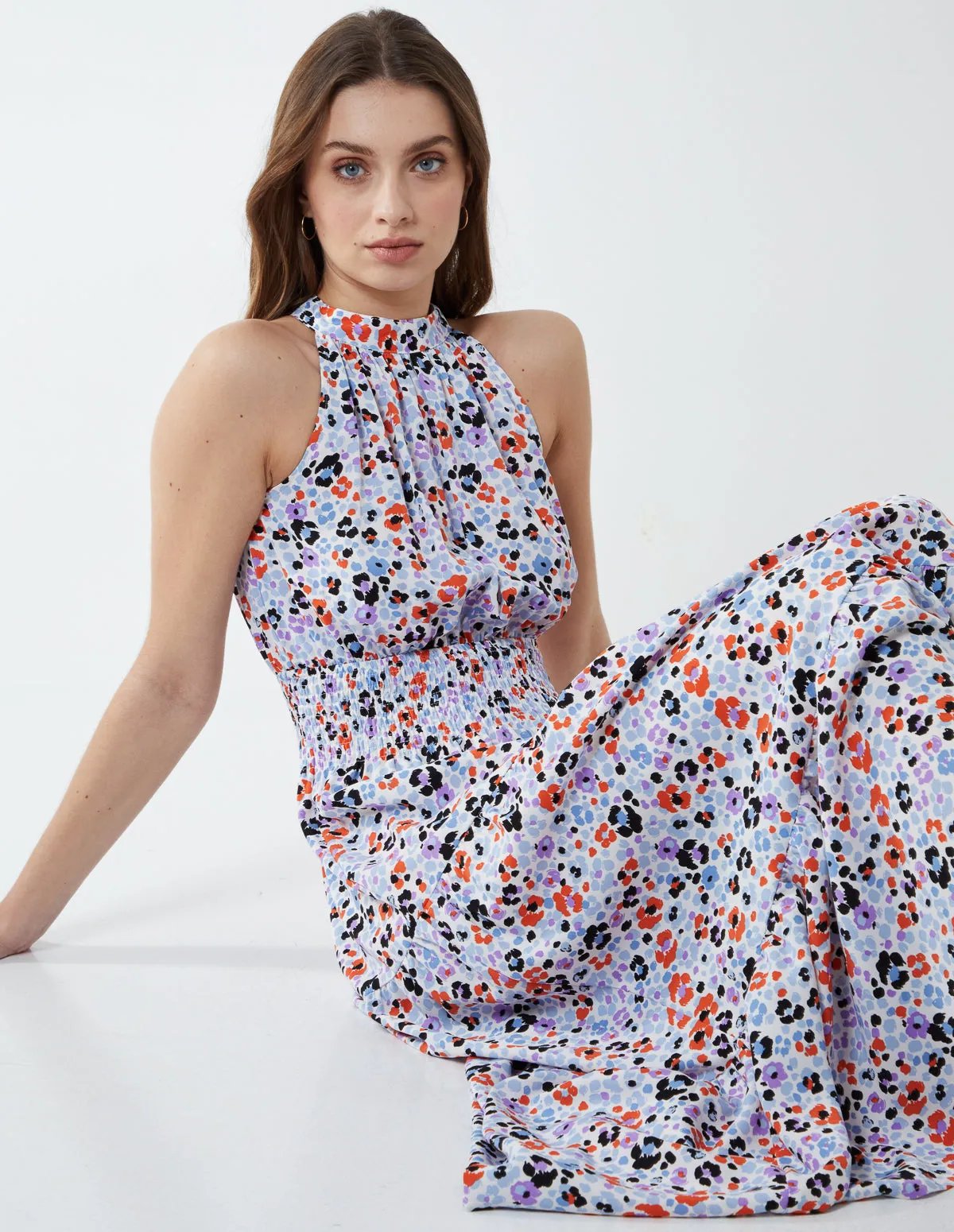 Halter Neck Shirring Waist Midi Dress sold by Blue Vanilla