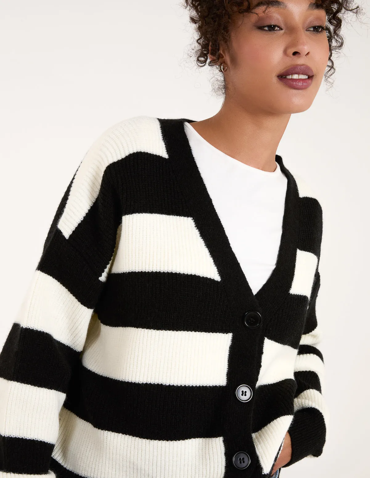 Stripe V Neck Cardigan sold by Blue Vanilla product image thumbnail 3