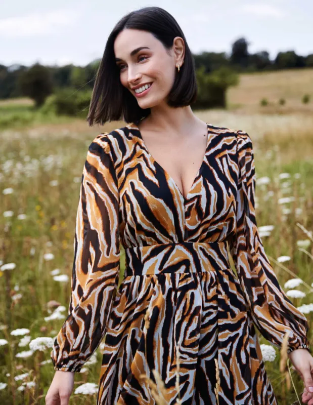 V Neck Animal Print Maxi Dress sold by Blue Vanilla