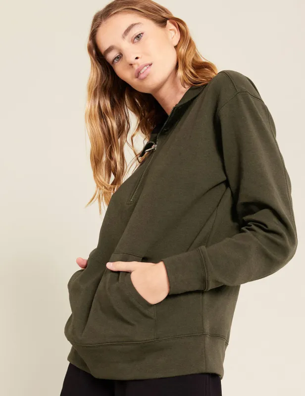 Unisex Quarter Zip Sweater - Dark Olive sold by Boody Eco Wear