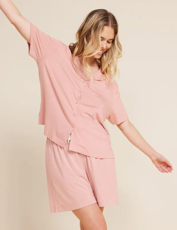 Goodnight Short Sleeve Sleep Shirt - Dusty Pink sold by Boody Eco Wear