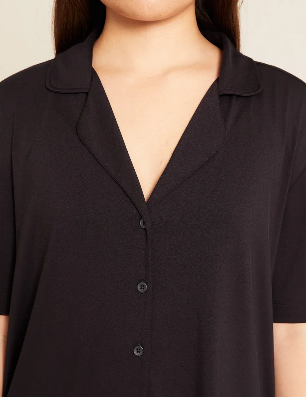 Goodnight Short Sleeve Sleep Shirt - Black sold by Boody Eco Wear