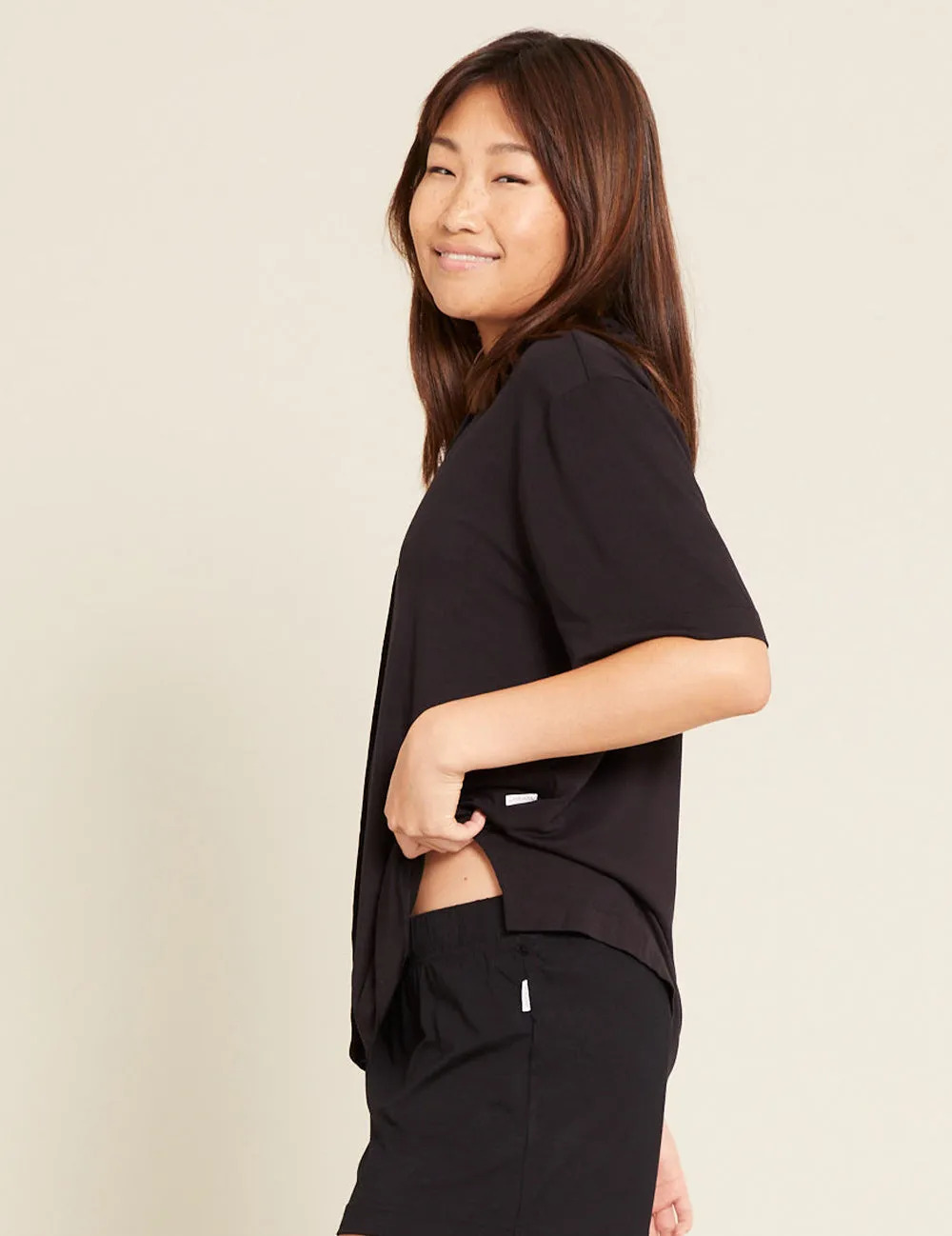 Goodnight Short Sleeve Sleep Shirt - Black sold by Boody Eco Wear product image thumbnail 4