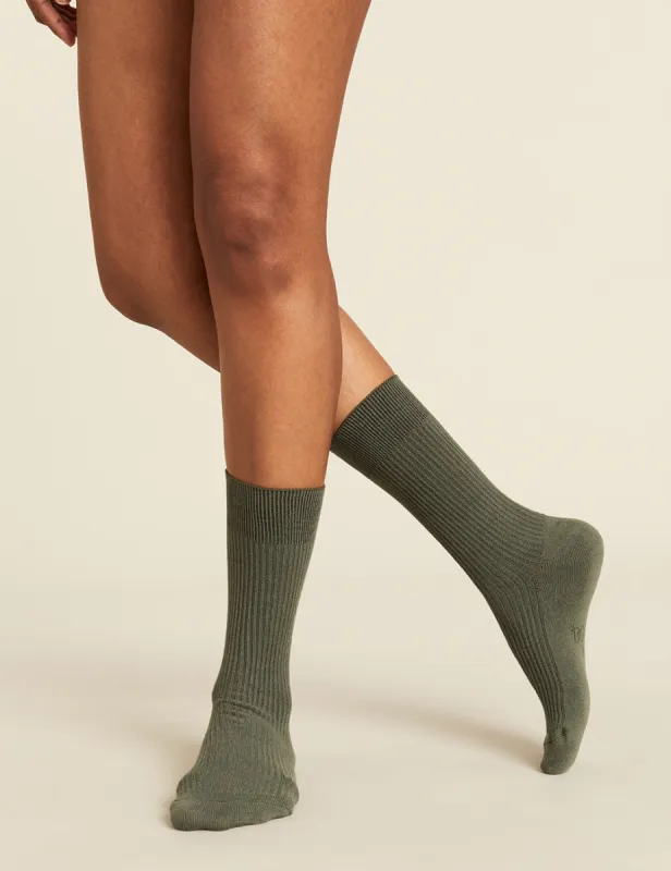 Women's Ribbed Crew Socks - Moss sold by Boody Eco Wear