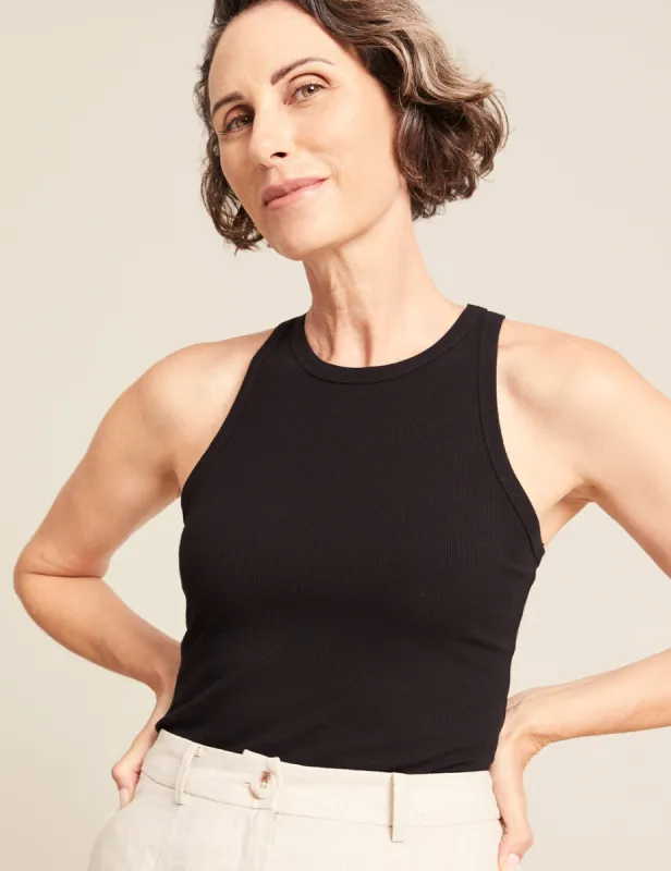 Women's Ribbed Racerback Tank - Black sold by Boody Eco Wear