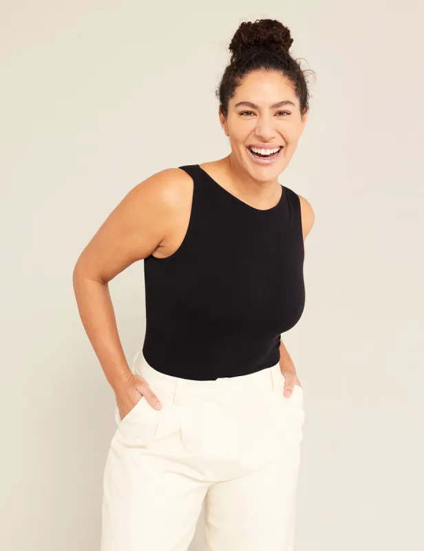 Ribbed Boat Neck Bodysuit - Black sold by Boody Eco Wear