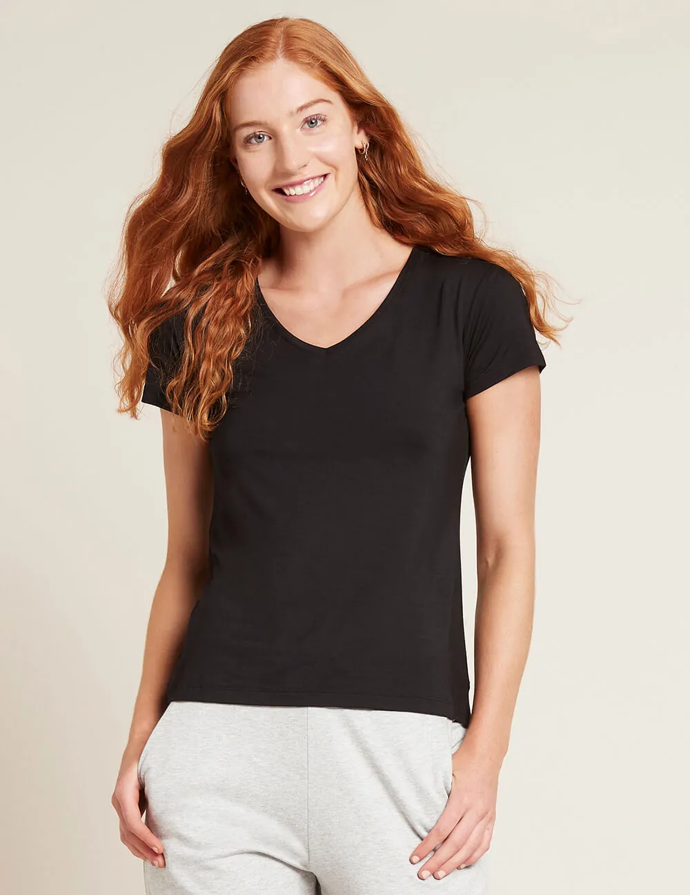 Women's V-Neck T-Shirt - Black sold by Boody Eco Wear