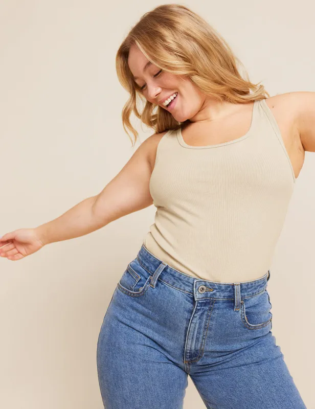 Women's Ribbed Tank Top - Stone sold by Boody Eco Wear