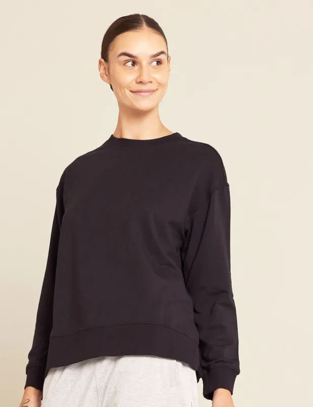Women's Weekend Crew Pullover - Black made by Boody Eco Wear
