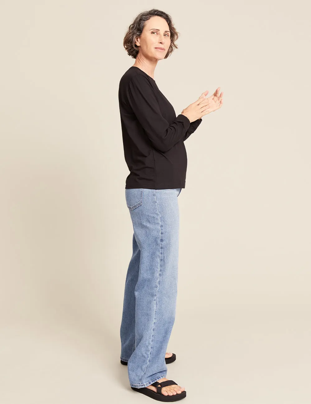 Women's Classic Long Sleeve T-Shirt - Black sold by Boody Eco Wear product image thumbnail 4